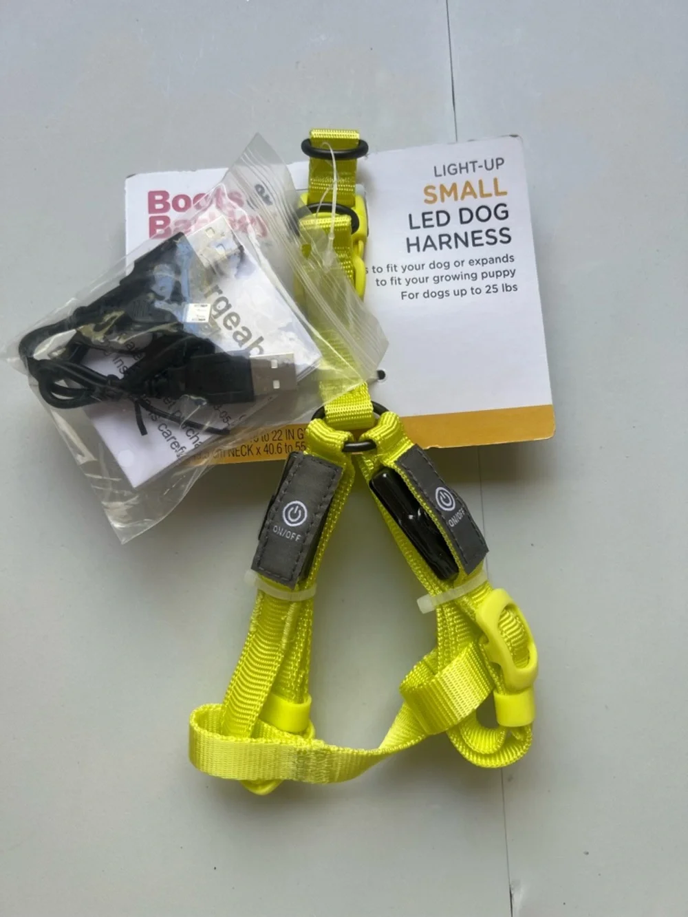 LED Rechargeable Dog Harness Light up Boots and Barkley Size Small NEW
